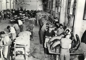 La linea di montaggio nel 1950